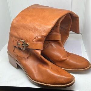 Coach brown leather calf high boots
